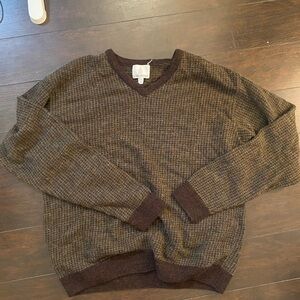 London Fog Men's Brown Patterned V-Neck SweaterSize L